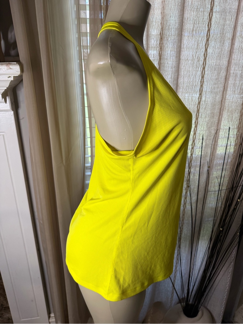 Nike Neon Yellow Ribbed Racerback Tank Top - Picture 4 of 6